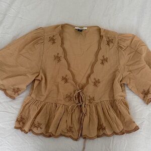 American Eagle Embroidered Tan Women's Top